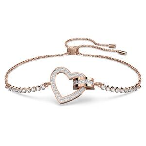 Swarovski Lovely bracelet Heart, White, Rose gold-tone plated